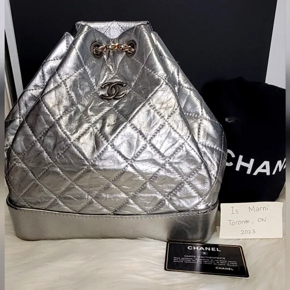 ❌️SOLD❌️ SMALL GABRIELLE SILVER BACKPACK - Picture 1 of 9